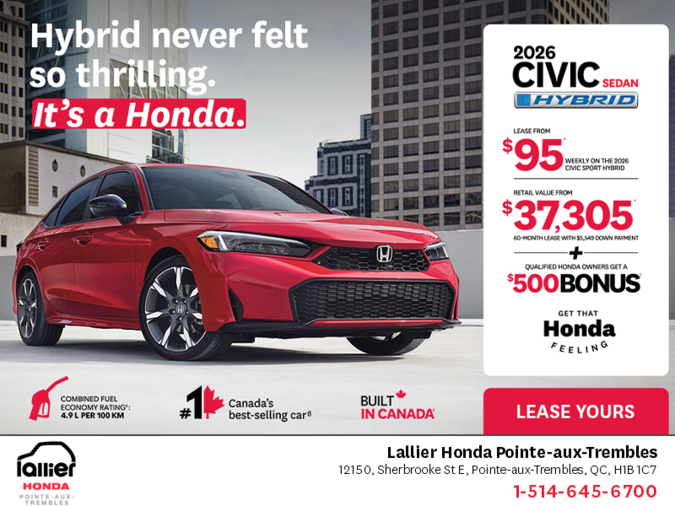 Get the 2026 Honda Civic Sedan Hybrid!