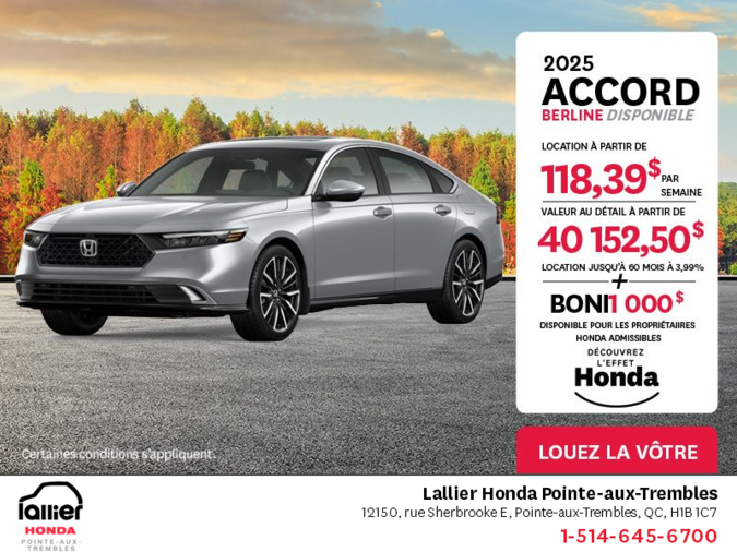Obtenez la Honda Accord 2025 !