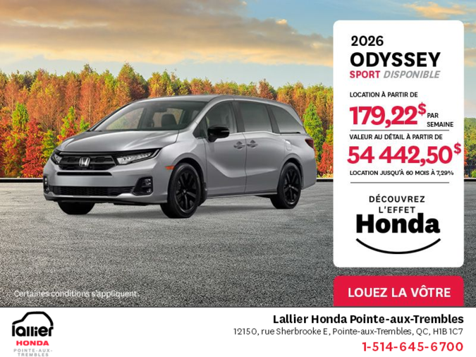 Obtenez le Honda Odyssey 2026 !