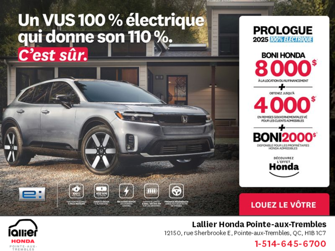Obtenez le Honda Prologue 2025 !
