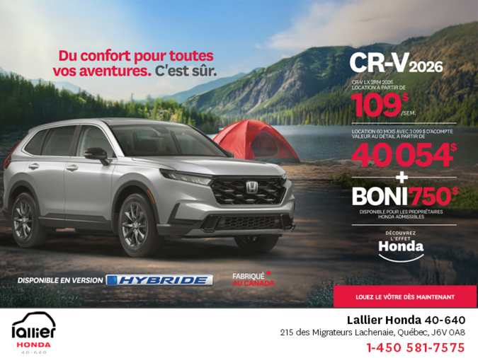 Obtenez le Honda CR-V 2026!