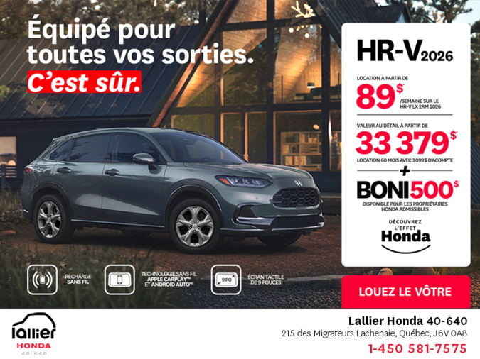 Obtenez le Honda HR-V 2026!