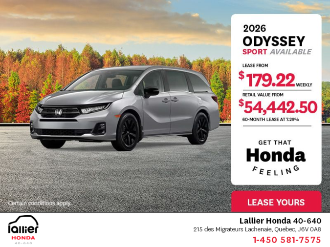 Get the 2026 Honda Odyssey!