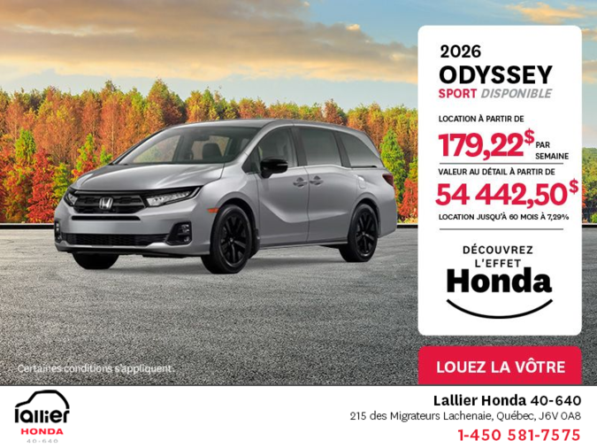 Obtenez le Honda Odyssey 2026 !