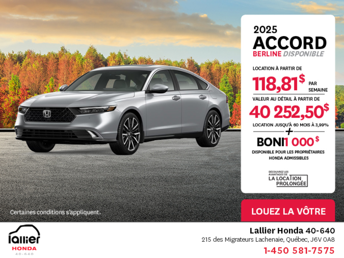 Obtenez la Honda Accord 2025 !