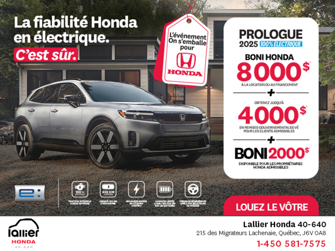 Obtenez le Honda Prologue 2025 !