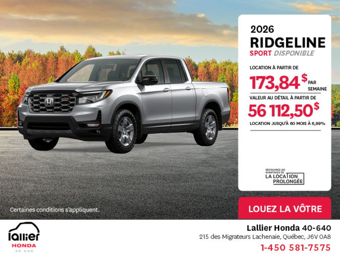 Obtenez le Honda Ridgeline 2025 !