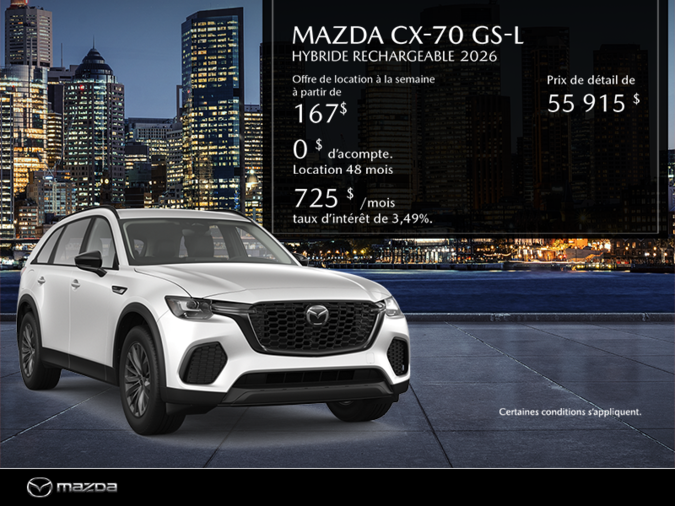 Procurez vous le Mazda CX-70 Hybride Rechargeable 2026