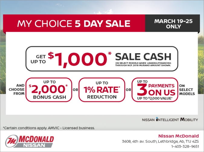 Nissan's My Choice 5-Day Sale!