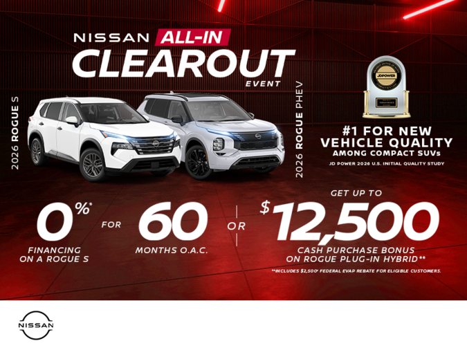 Get the 2026 Nissan Rogue S and Phev Today!
