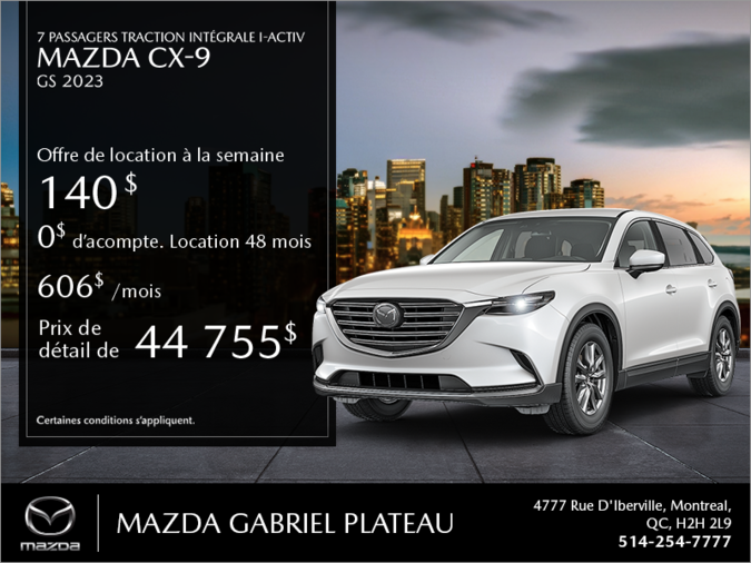 Mazda Gabriel Plateau - Procurez-vous le Mazda CX-9 2023!