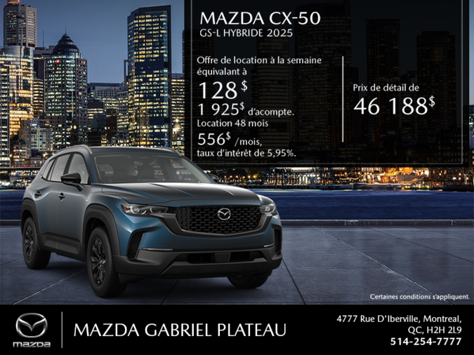 Mazda Gabriel Plateau - Procurez-vous le Mazda Cx-50 Hybride 2025