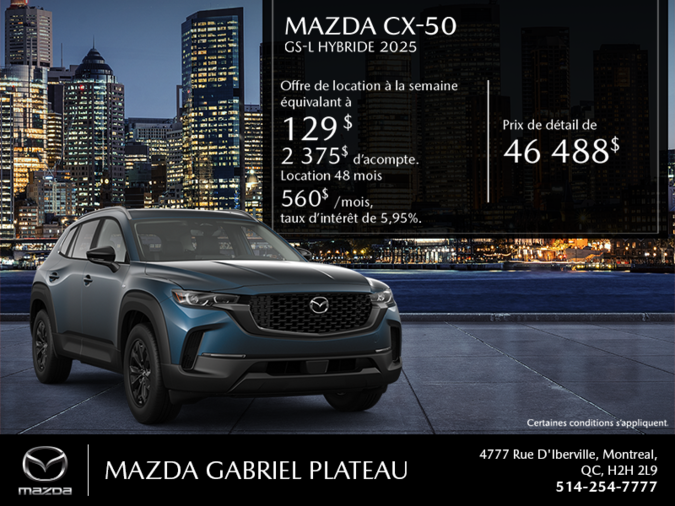 Mazda Gabriel Plateau - Procurez-vous le Mazda Cx-50 Hybride 2025