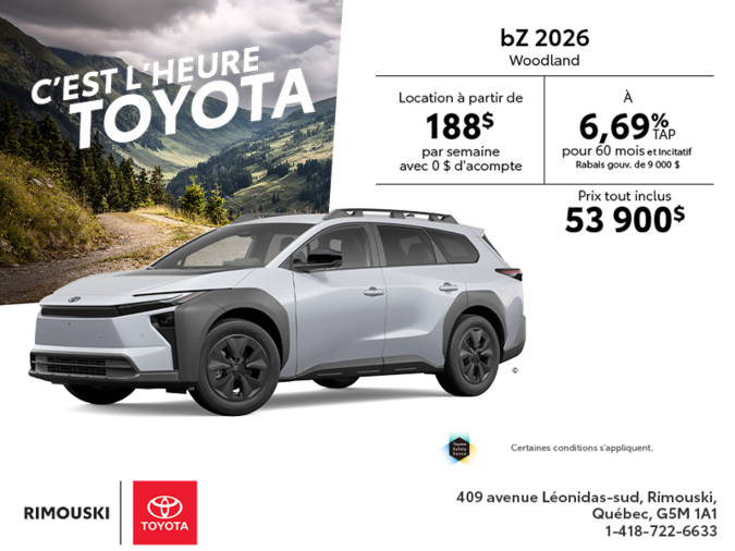 Toyota bZ Woodland 2026