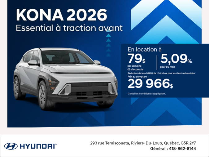 Procurez-vous le Hyundai Kona 2026