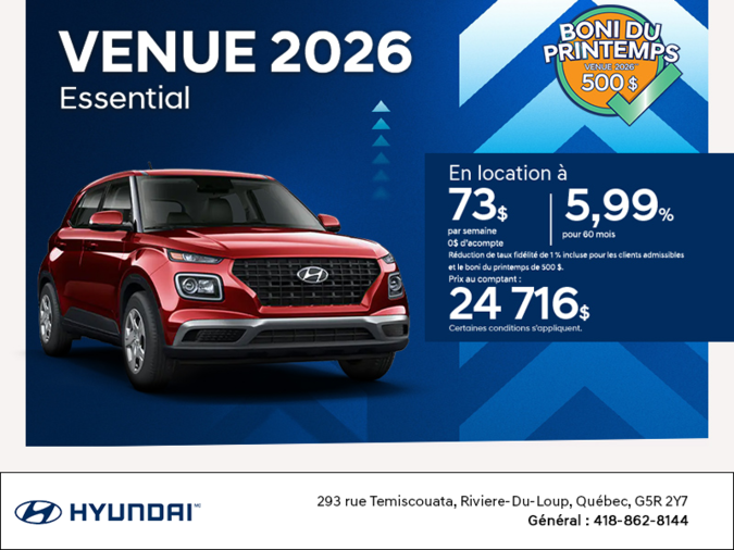 Procurez-vous le Hyundai Venue 2026