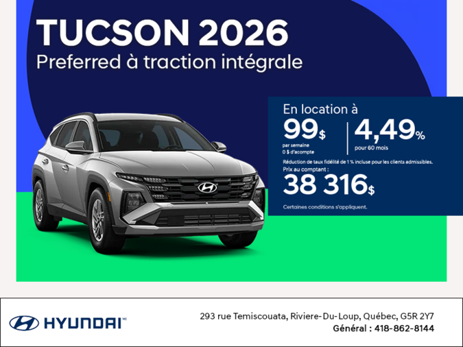 Procurez-vous le Hyundai Tucson 2026