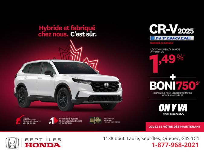 Obtenez le Honda CR-V Hybride 2025!