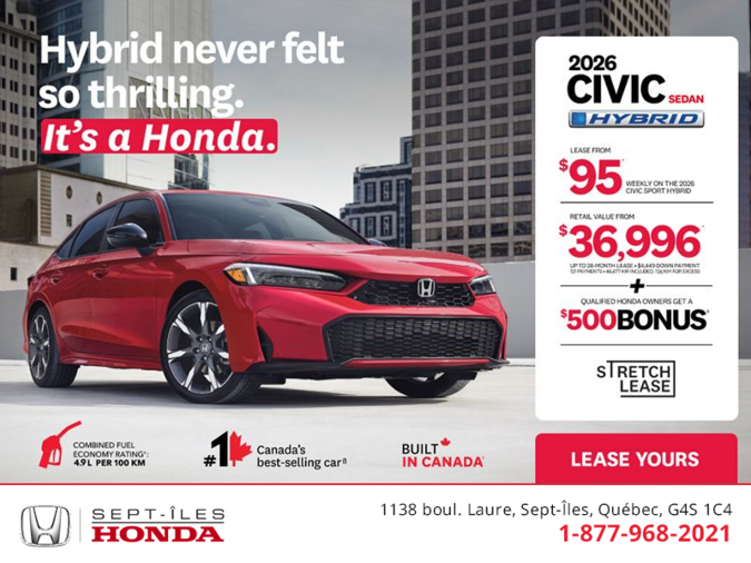Get the 2026 Honda Civic Sedan Hybrid!