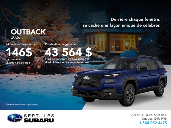 Procurez-vous le Outback 2026!
