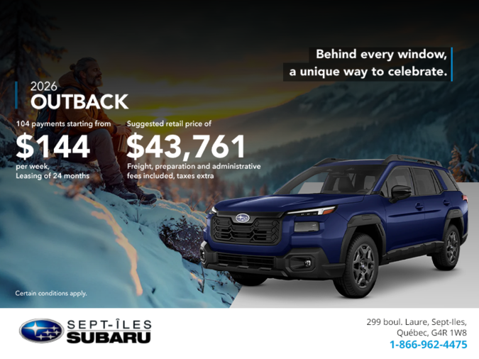 Get the 2026 Outback today!