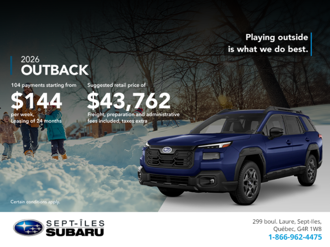 Get the 2026 Outback today!
