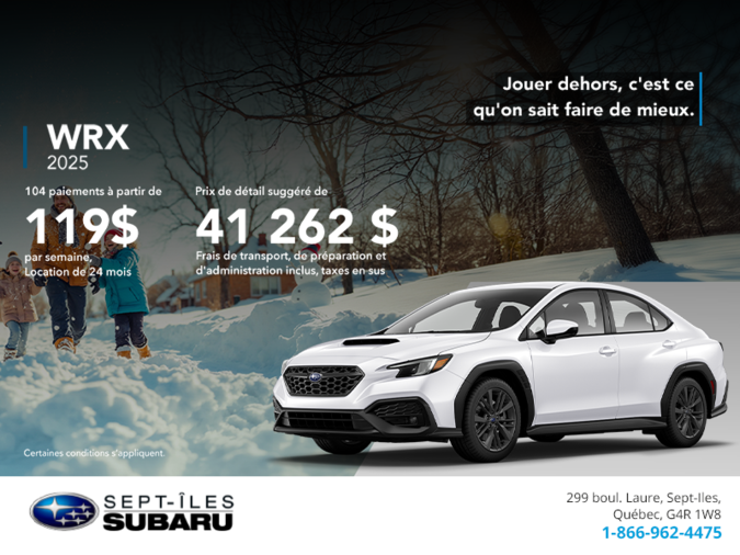 Procurez-vous la WRX 2026!