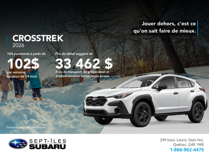 Procurez-vous le Crosstrek 2026!