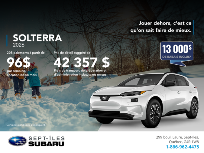 Procurez-vous le Solterra 2026!