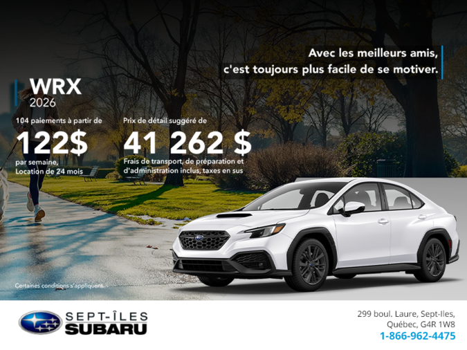 Procurez-vous la WRX 2026!
