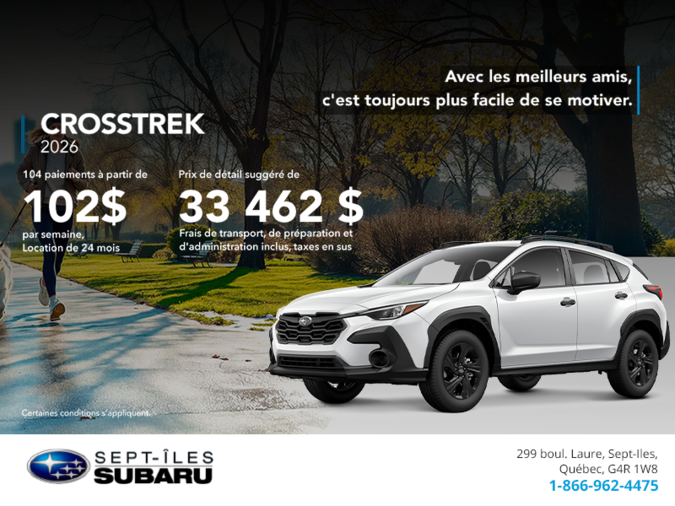 Procurez-vous le Crosstrek 2026!