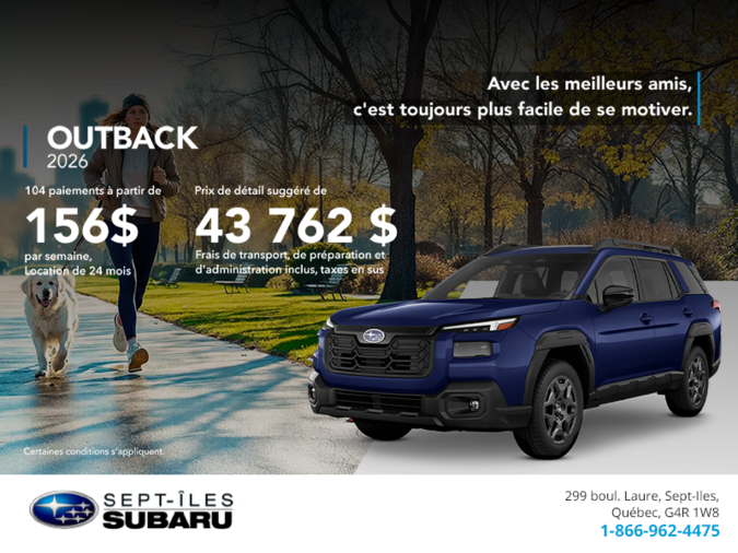 Procurez-vous le Outback 2026!