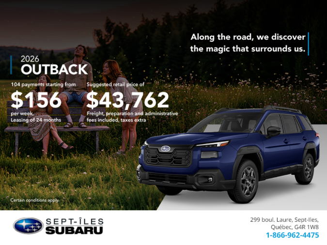 Get the 2026 Outback today!