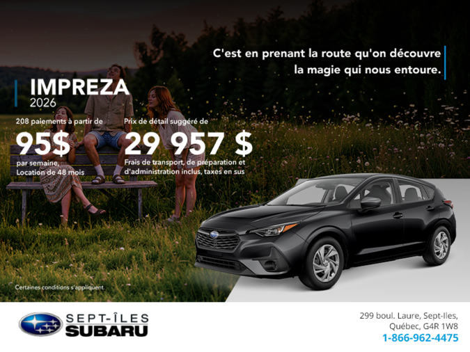 Procurez-vous la Impreza 2026!