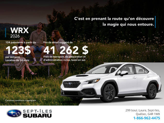 Procurez-vous la WRX 2026!
