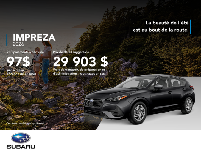 Procurez-vous la Impreza 2026!