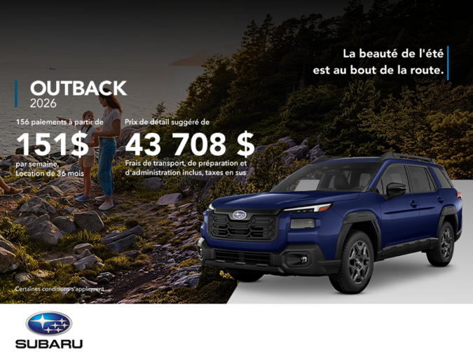 Procurez-vous le Outback 2026!