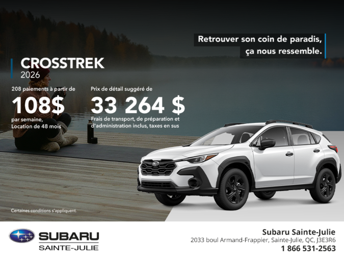 Procurez-vous le Crosstrek 2026!