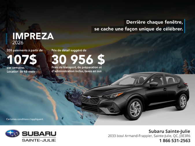 Procurez-vous la Impreza 2026!