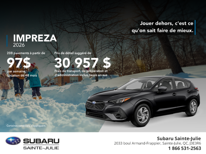 Procurez-vous la Impreza 2026!