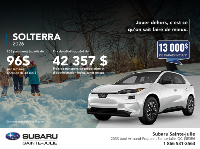Procurez-vous le Solterra 2026!