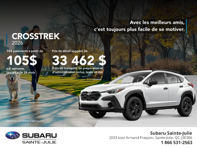Procurez-vous le Crosstrek 2026!