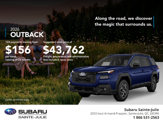 Get the 2026 Outback today!