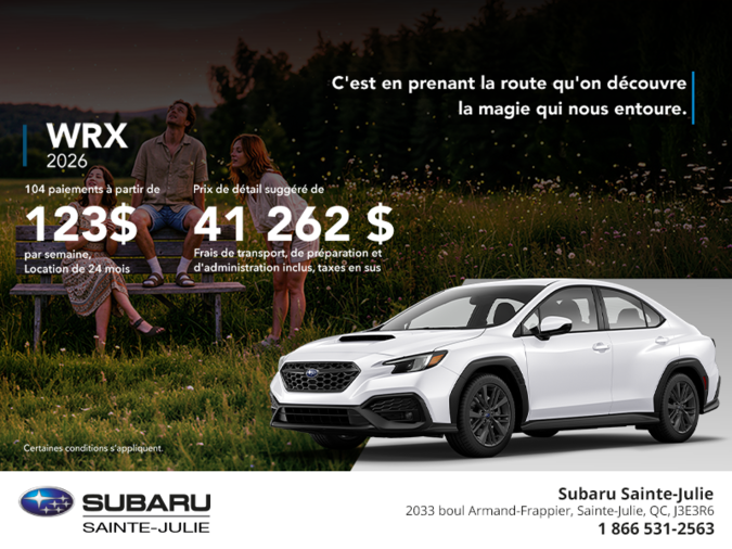 Procurez-vous la WRX 2026!