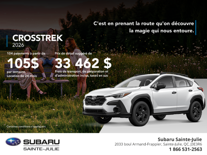 Procurez-vous le Crosstrek 2026!