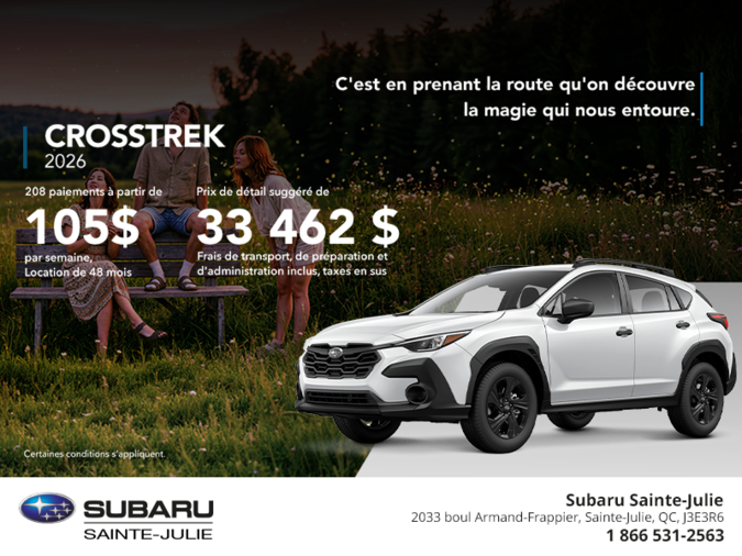 Procurez-vous le Crosstrek 2026!