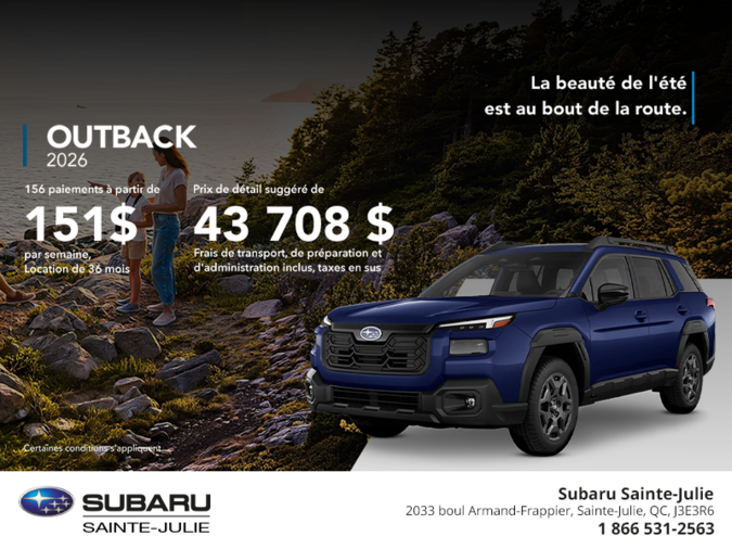 Procurez-vous le Outback 2026!