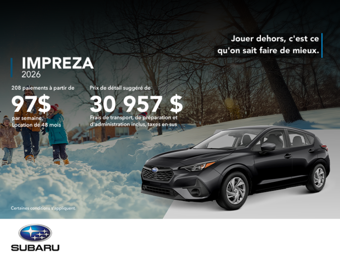 Procurez-vous la Impreza 2026!