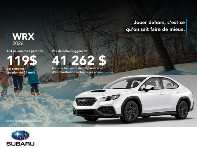 Procurez-vous la WRX 2026!