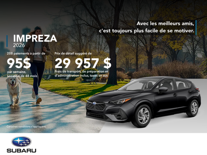 Procurez-vous la Impreza 2026!